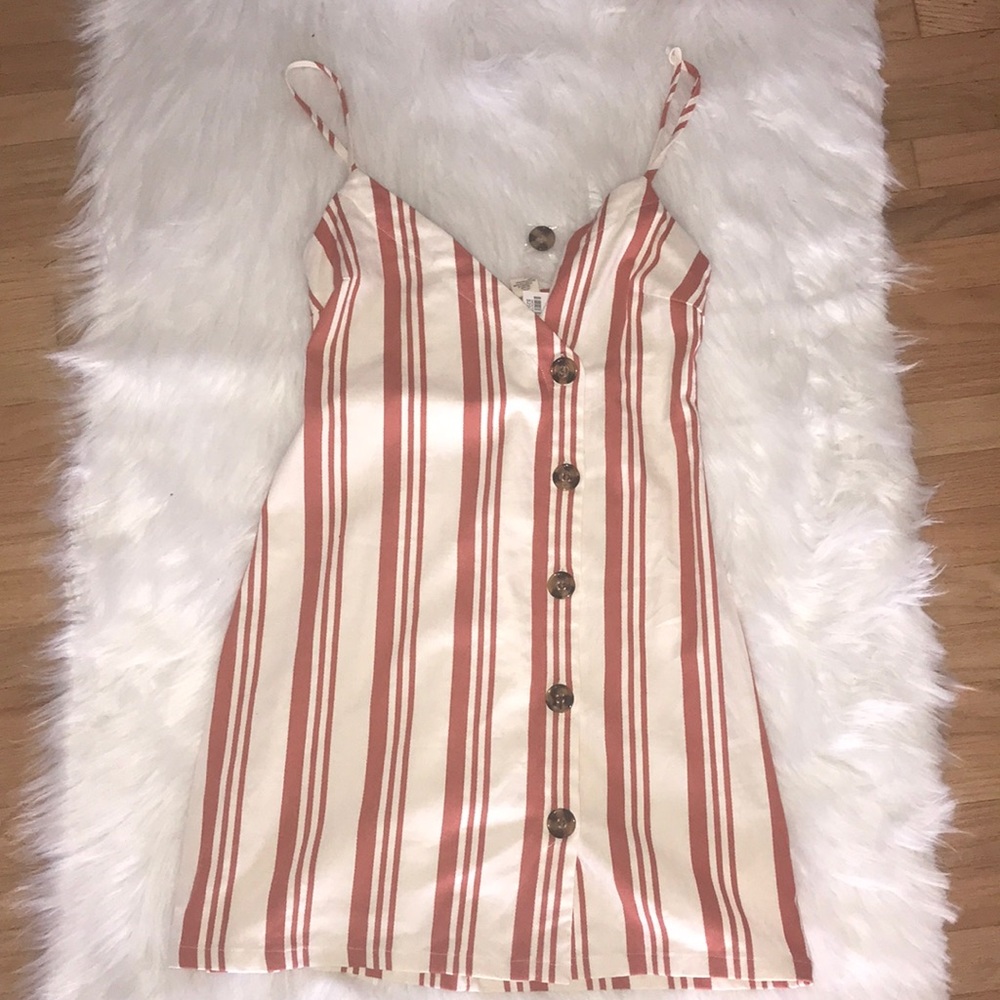 Sky and sparrow orange and white stripe dress